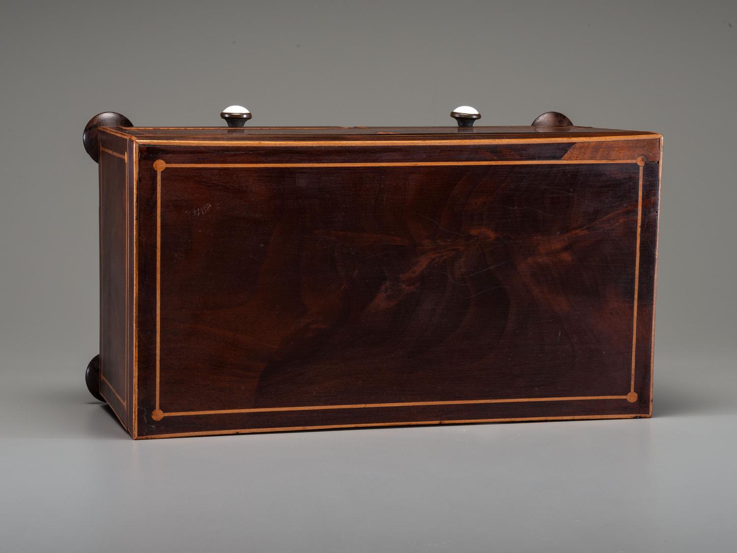 An Inlaid Mahogany Two-Drawer Dresser or Jewelry Box