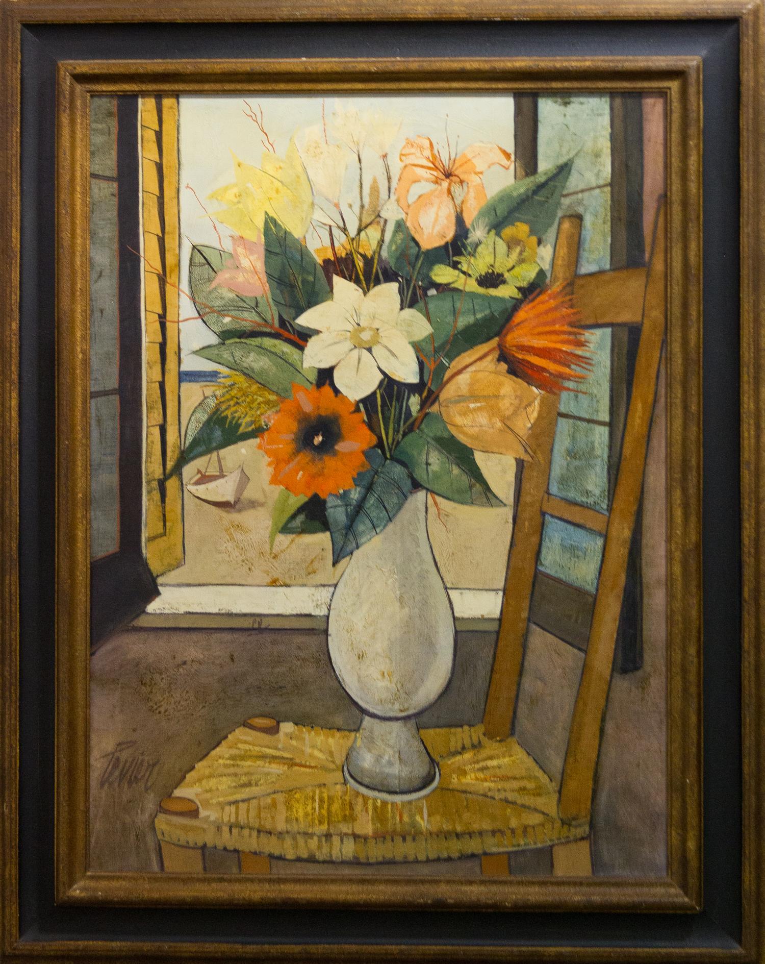 Charles Levier, (French, 1920-2003), Fleurs Avec La Chaise