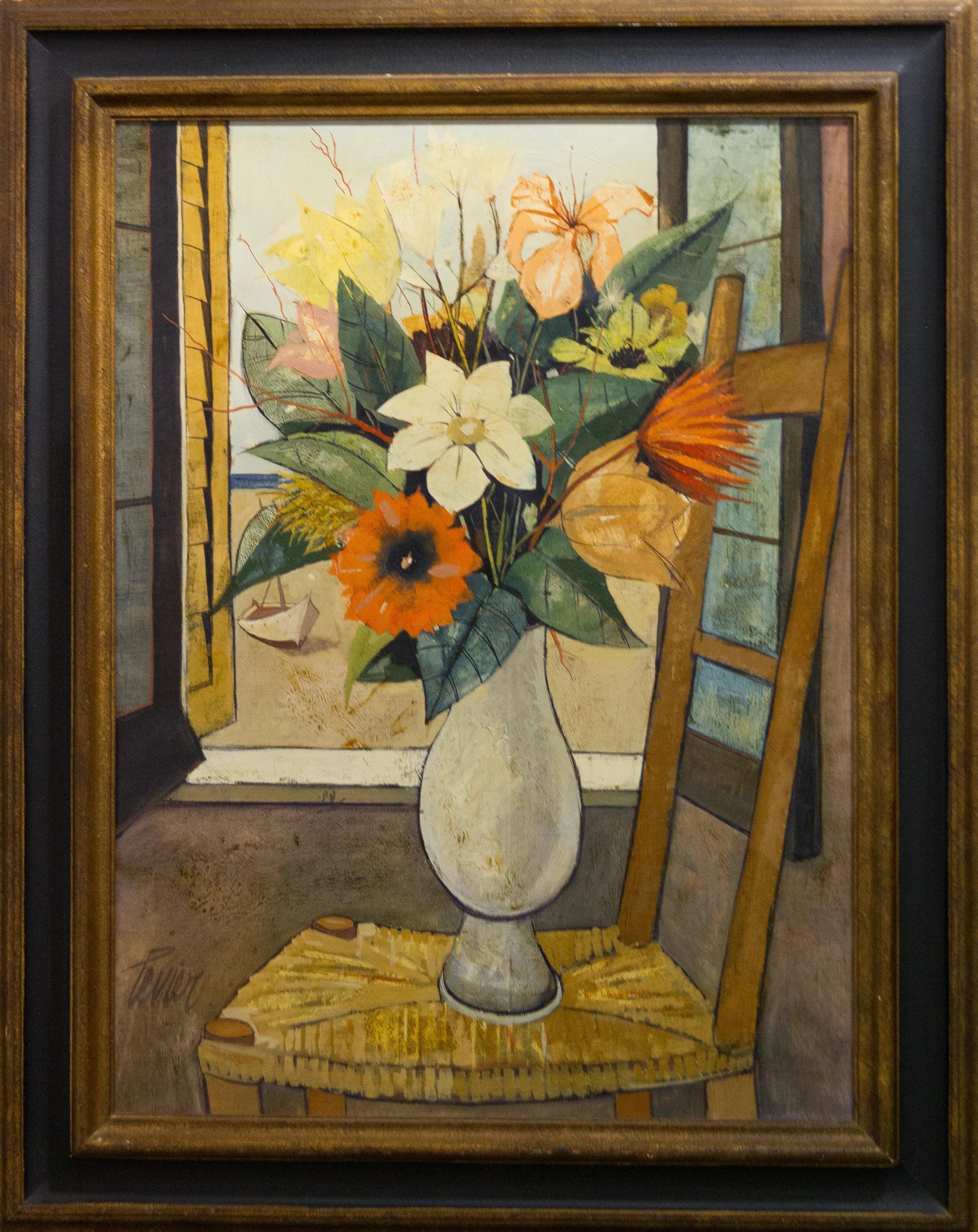 Charles Levier, (French, 1920-2003), Fleurs Avec La Chaise