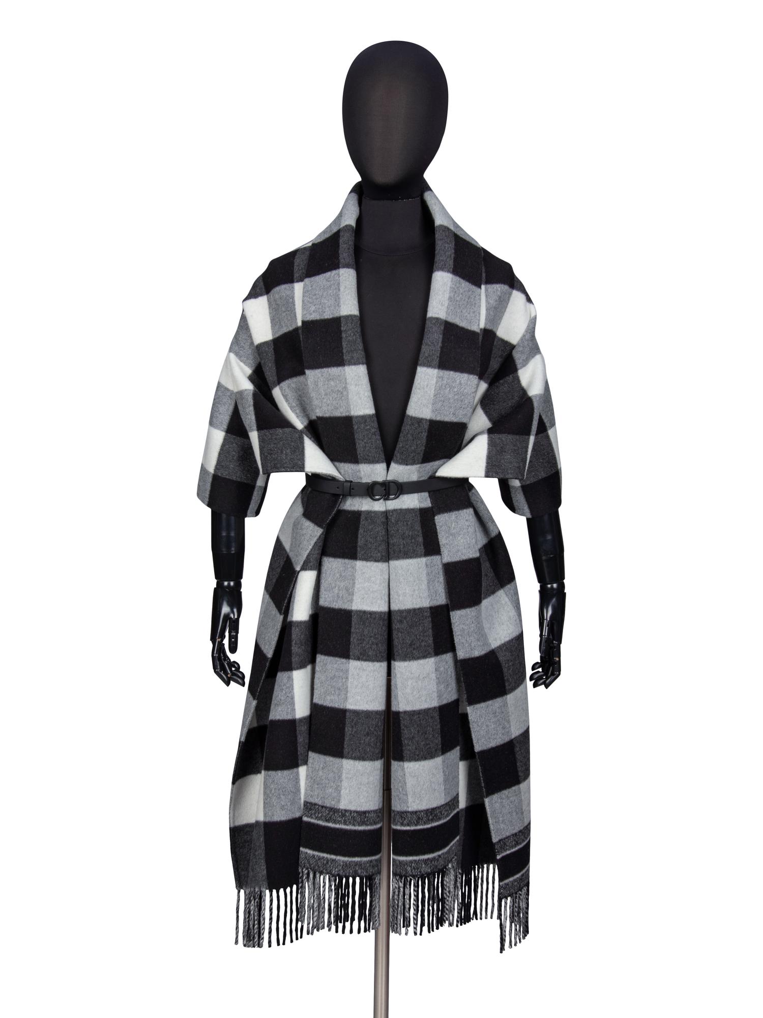 CHRISTIAN DIOR, BELTED PLAID SCARF BOLERO/SHAWL