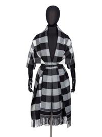 CHRISTIAN DIOR, BELTED PLAID SCARF BOLERO/SHAWL