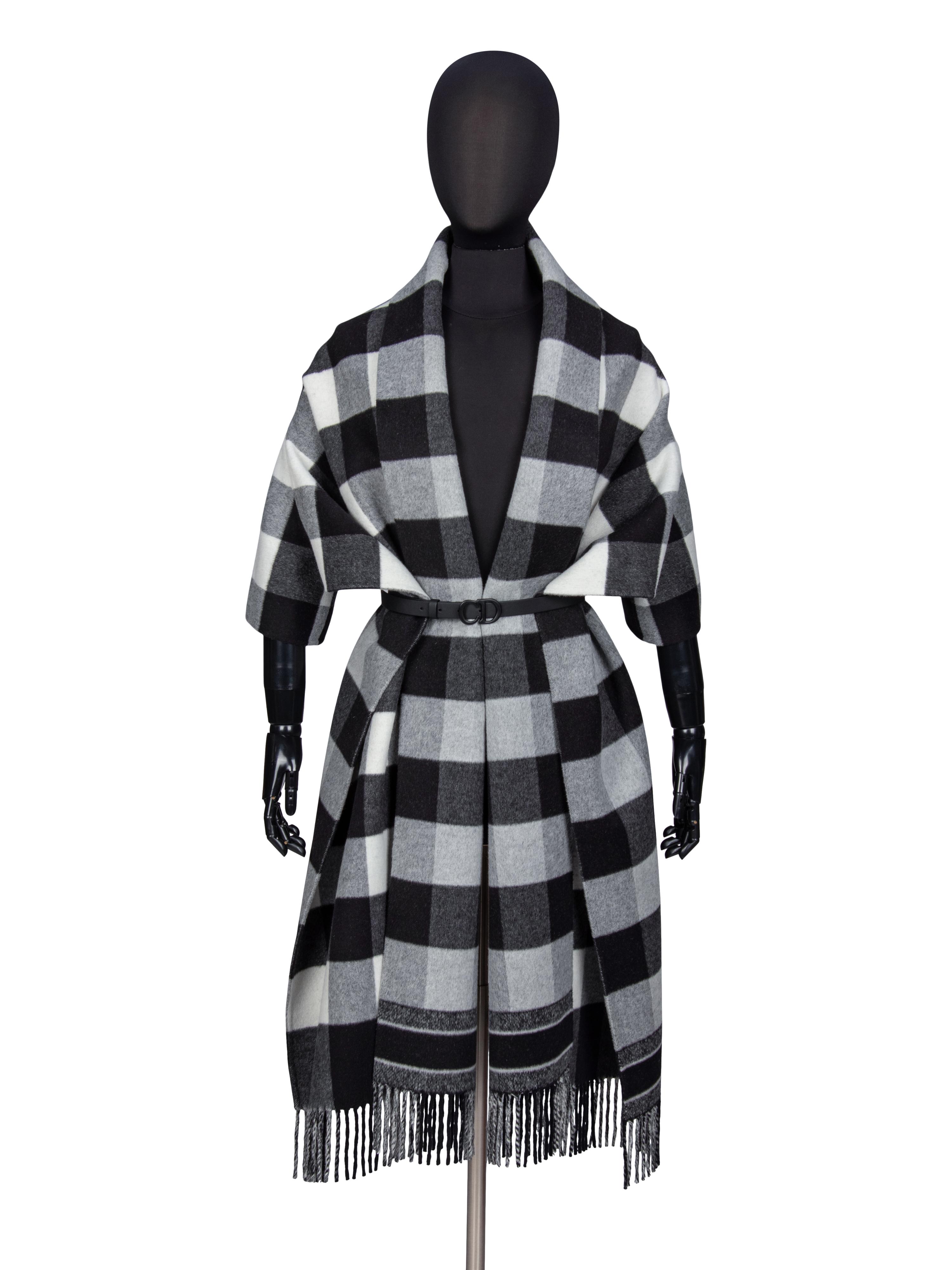 CHRISTIAN DIOR, BELTED PLAID SCARF BOLERO/SHAWL