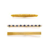 COLLECTION OF YELLOW GOLD BAR PINS