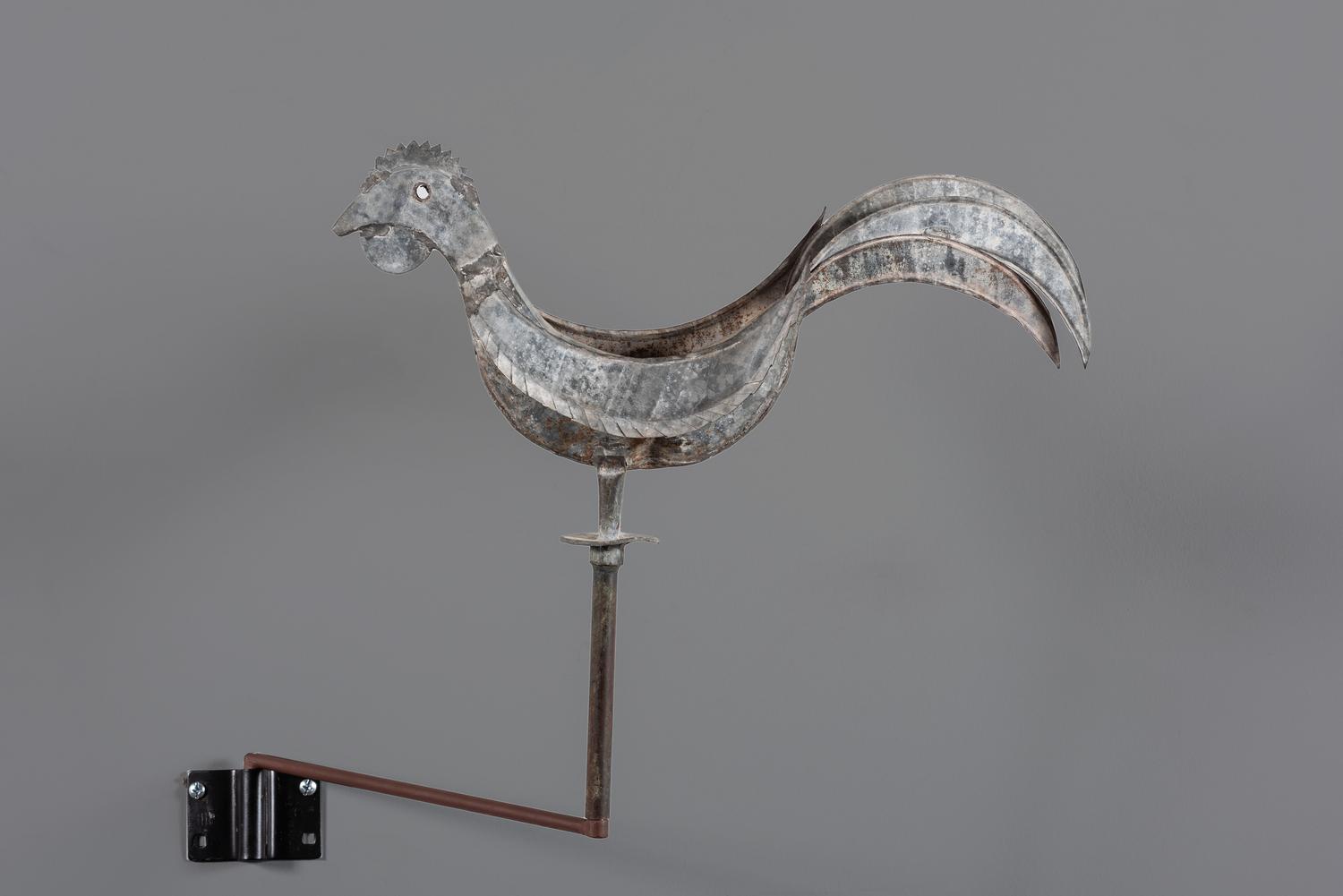 A Cut and Molded Tin-Sheet Metal Rooster Weathervane