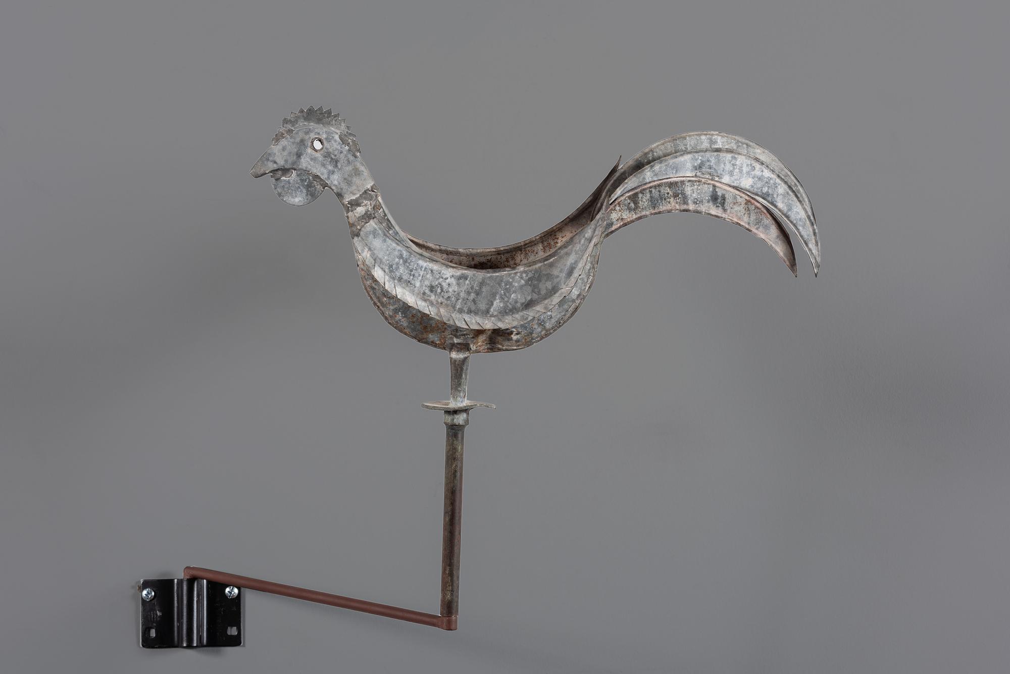 A Cut and Molded Tin-Sheet Metal Rooster Weathervane