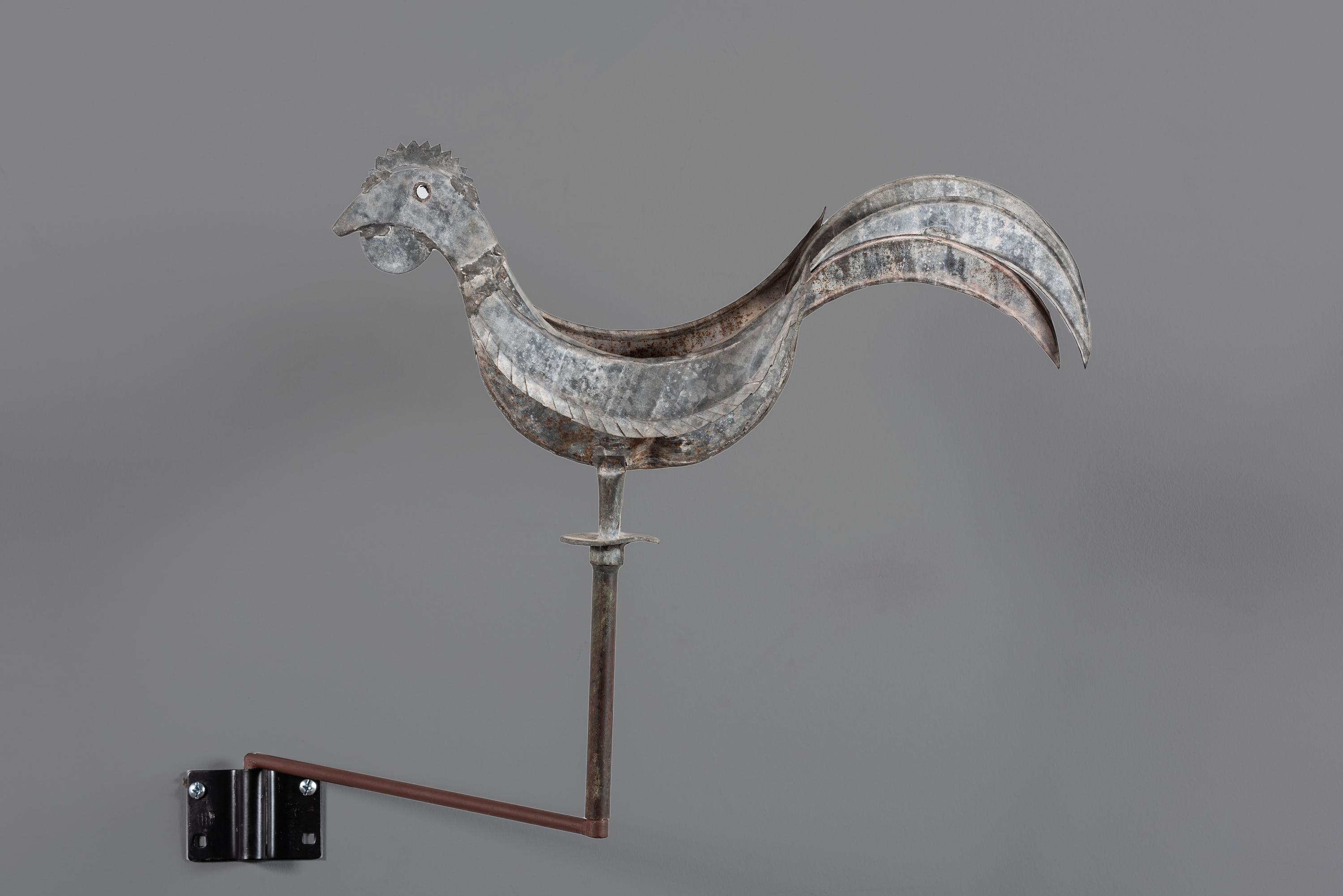 A Cut and Molded Tin-Sheet Metal Rooster Weathervane