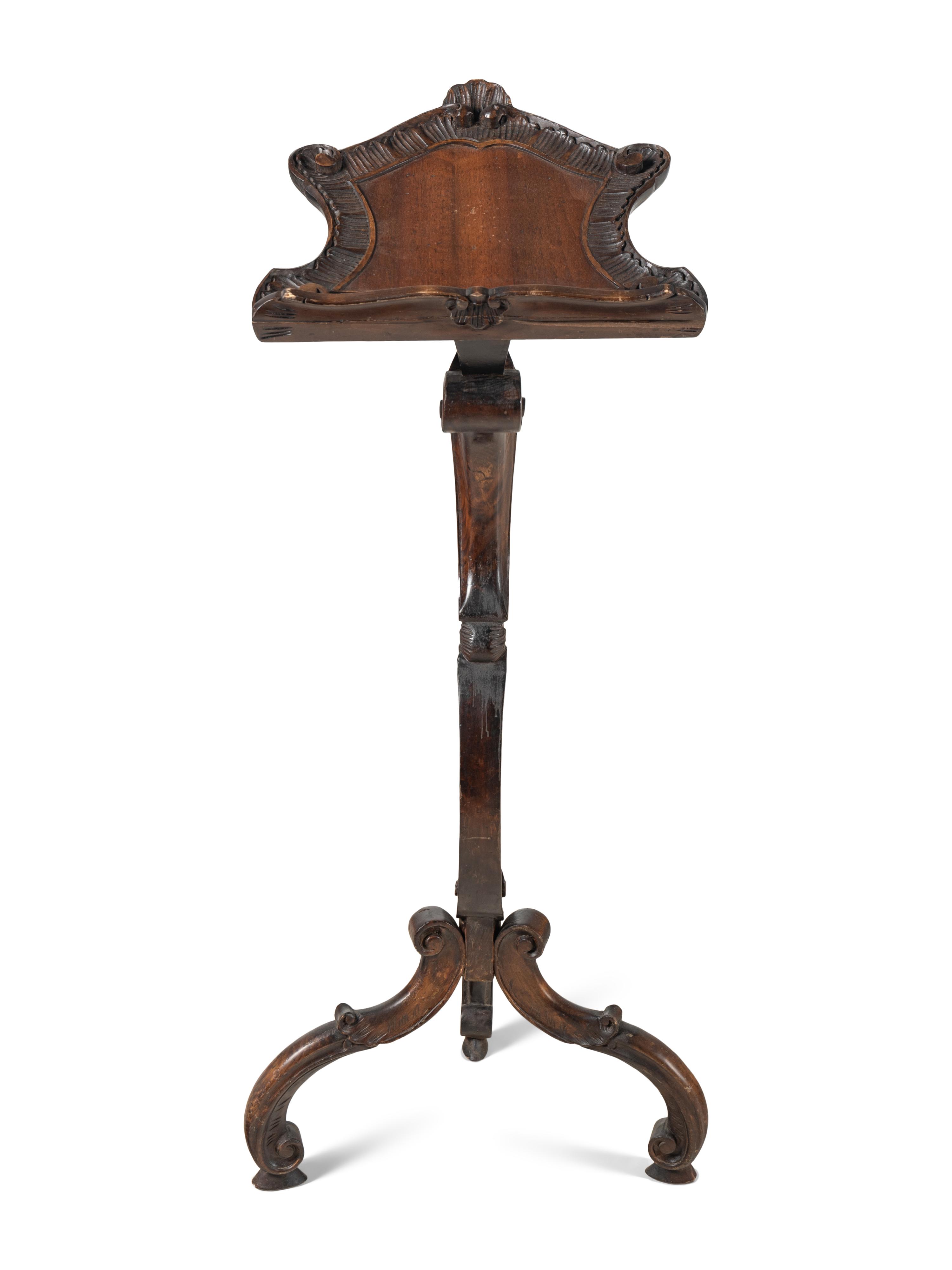 A Venetian Carved Walnut Music Stand