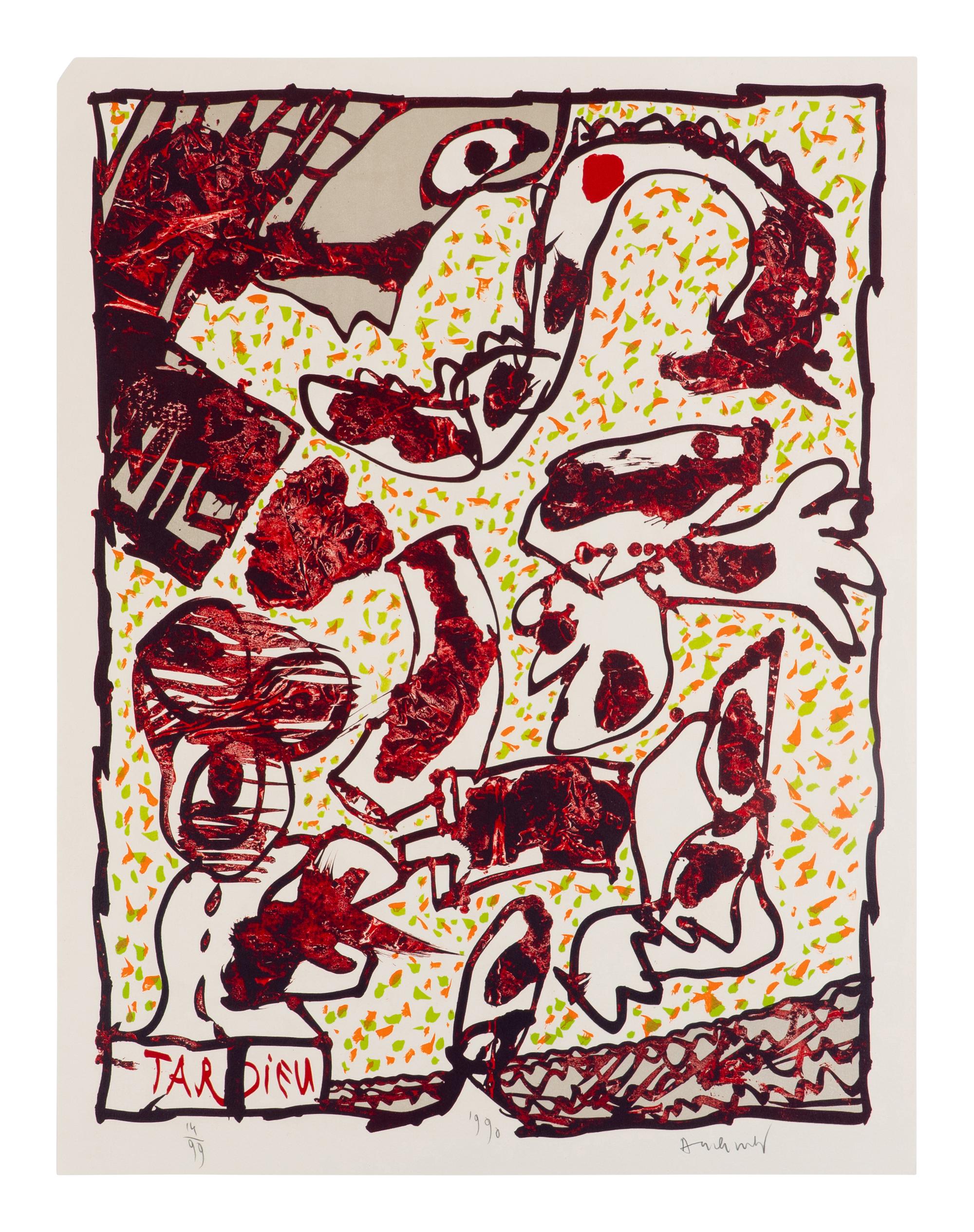 Tardieu, Dame Taride, Taches d'exclamation, Quatre arrondissements, and Le Layetier (5 works), ca. 1982-1990