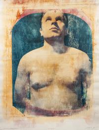 A group of three polaroids ( Untitled (Double Male Portrait) , 1985; Omaggio a Muybridge , 1985; L'uomo con il Petto di Donna , 1985)