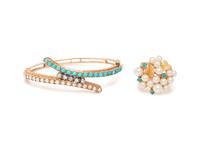 COLLECTION OF TURQUOISE AND CULTURED PEARL JEWELRY