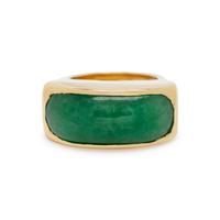 YELLOW GOLD AND JADE SADDLE RING