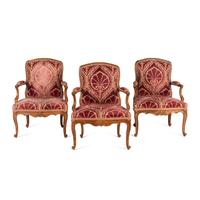 A Set of Three Louis XV Beechwood Fauteuils