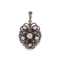 SILVER-TOPPED GOLD AND DIAMOND PENDANT/BROOCH