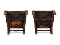 A Pair of William and Mary Style Carved and Stained Maple Side Chairs