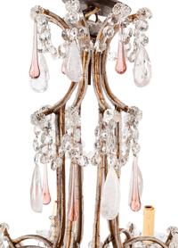 A French Neoclassical Style Eight-Light Chandelier with Glass and Rock Crystal Prisms