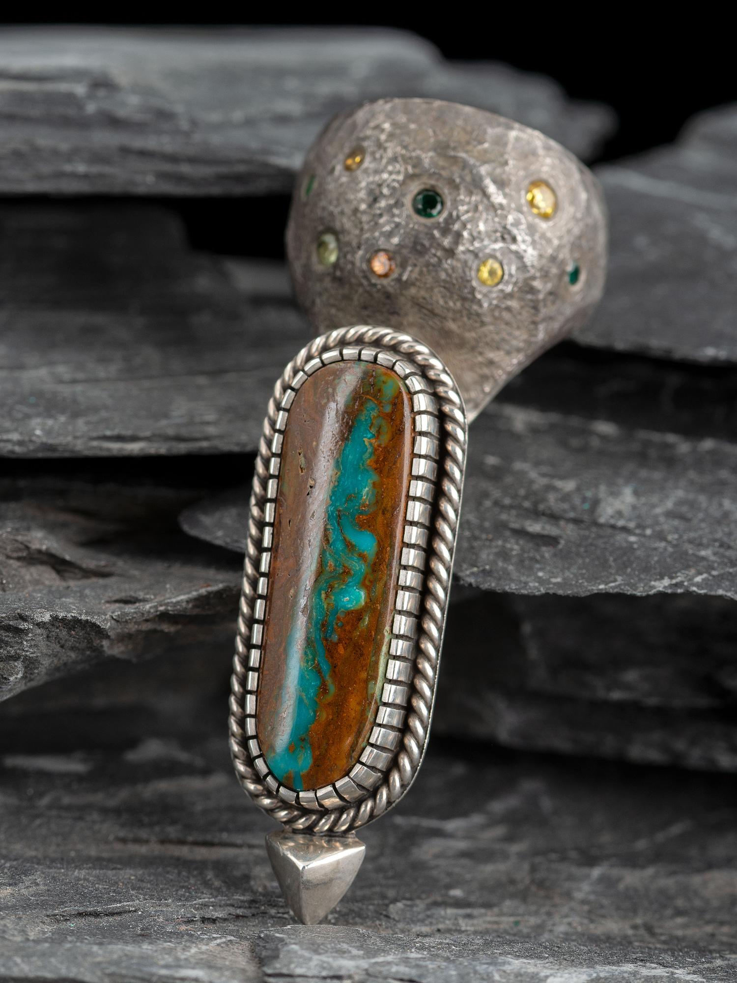 Sterling Silver, Turquoise, and Topaz Ring
