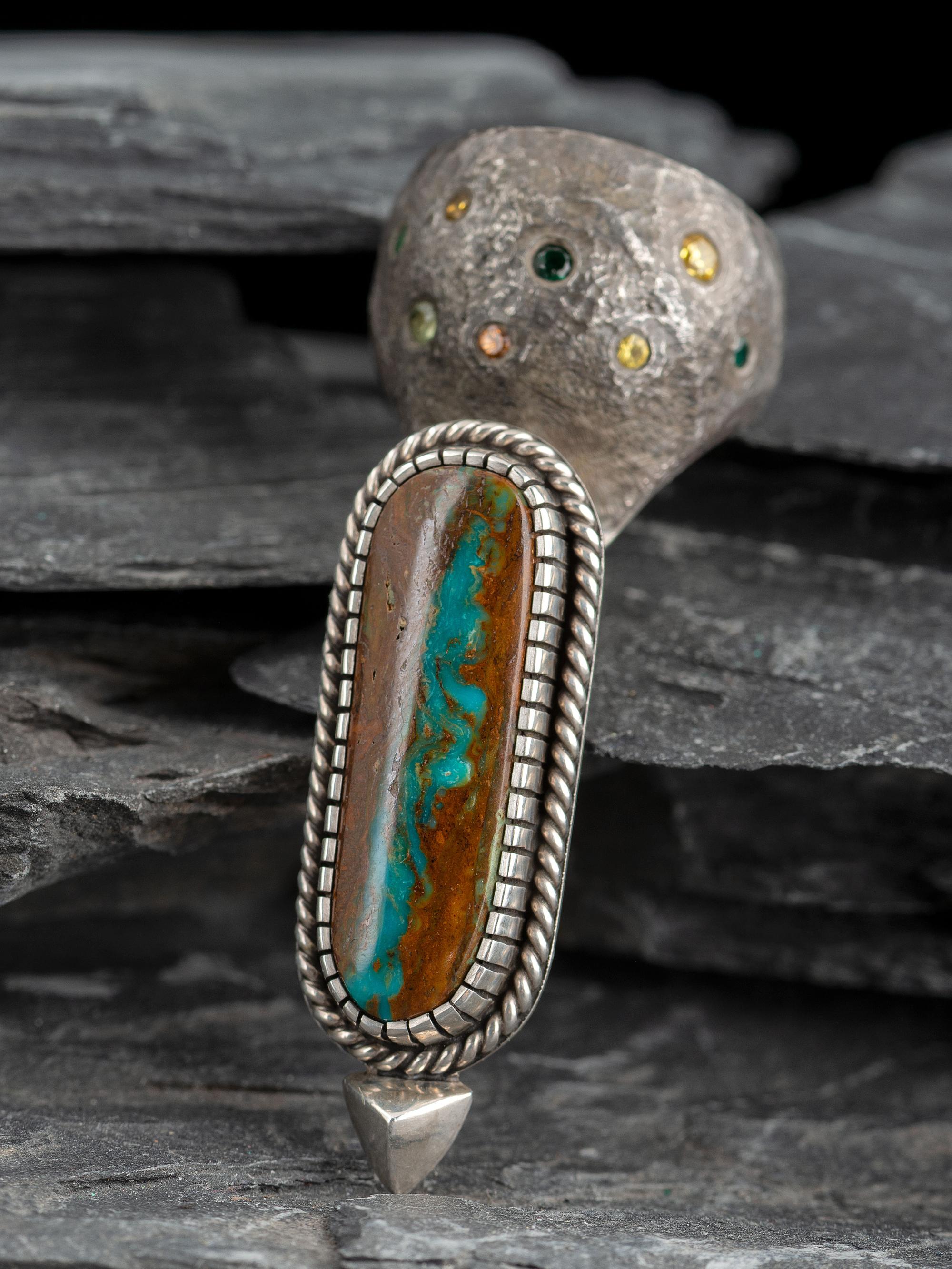 Sterling Silver, Turquoise, and Topaz Ring