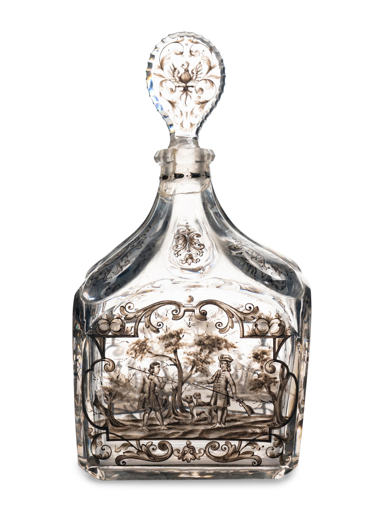 An Émile Gallé En Grisaille Enameled Decanter