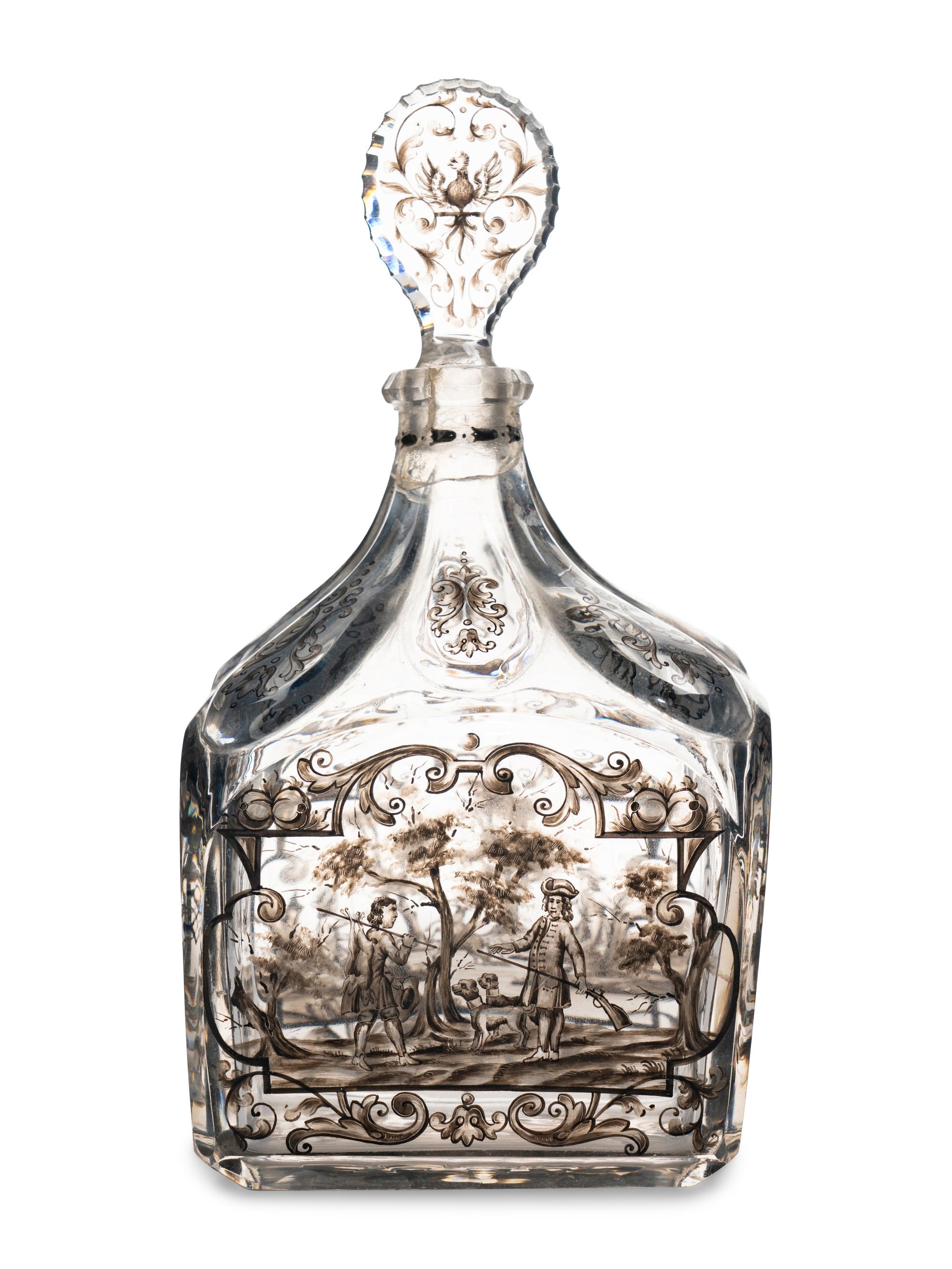 An Émile Gallé En Grisaille Enameled Decanter