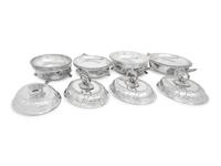 A Set of Four Victorian Silver-Plate Oval Vegetable Dishes with Covers and Liners