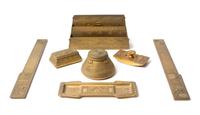 Tiffany Studios, an American Indian pattern seven-piece desk set