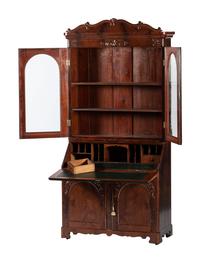 A Victorian Walnut Secretary Bookcase