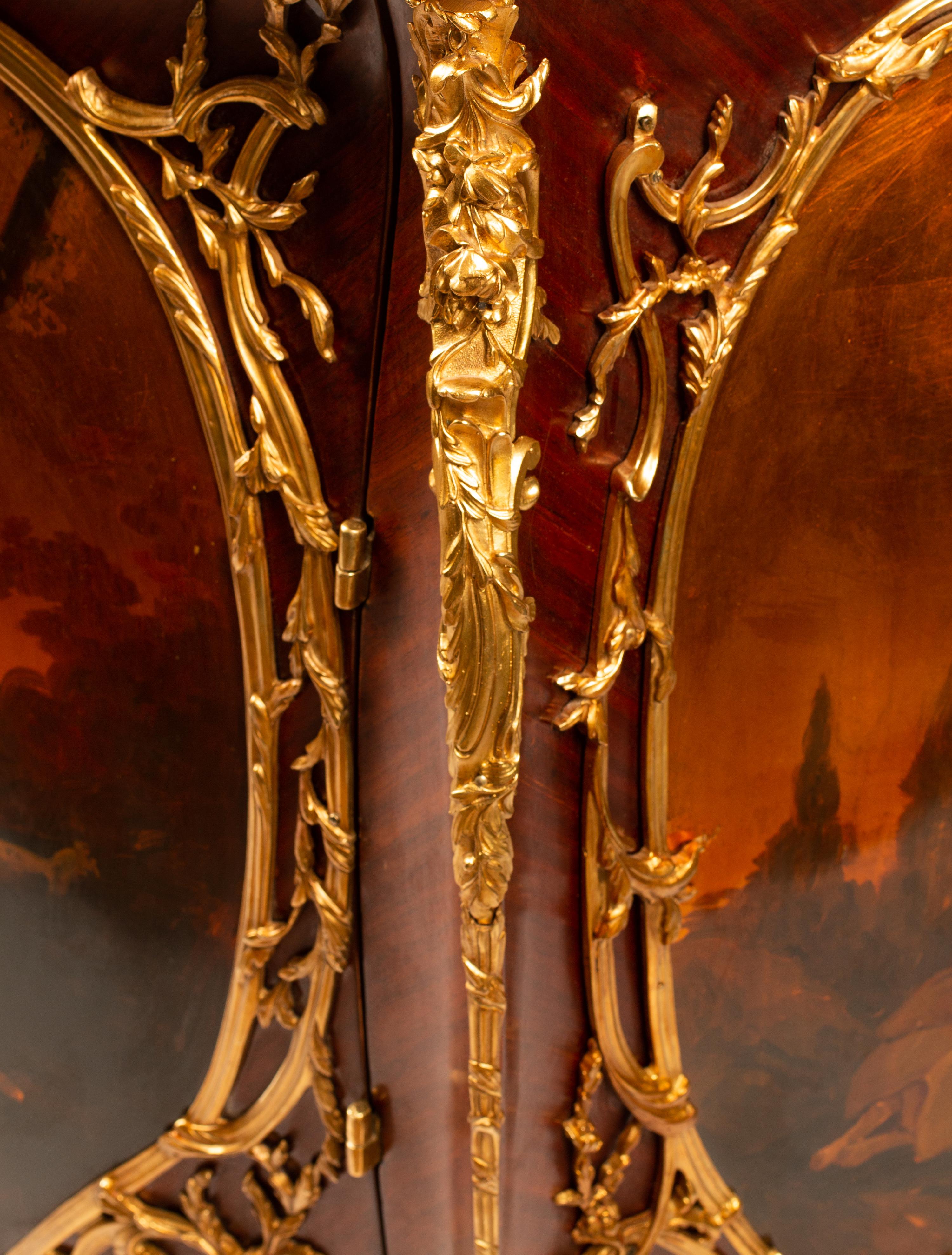 A Louis XV Style Gilt Bronze Mounted Vernis Martin Marble-Top Cabinet