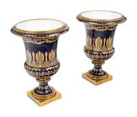 A Pair of Sèvres Ormolu-Mounted Porcelain Campagna Vases