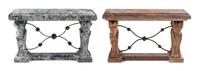 Two Renaissance Revival Style Trestle Tables Height 3 x width 5 x depth 1 3/4 inches. — Joe Turner, 2000