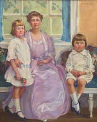 Portrait of Edith Jaekel of Doylestown, with Her Children, Virginia and Frederic