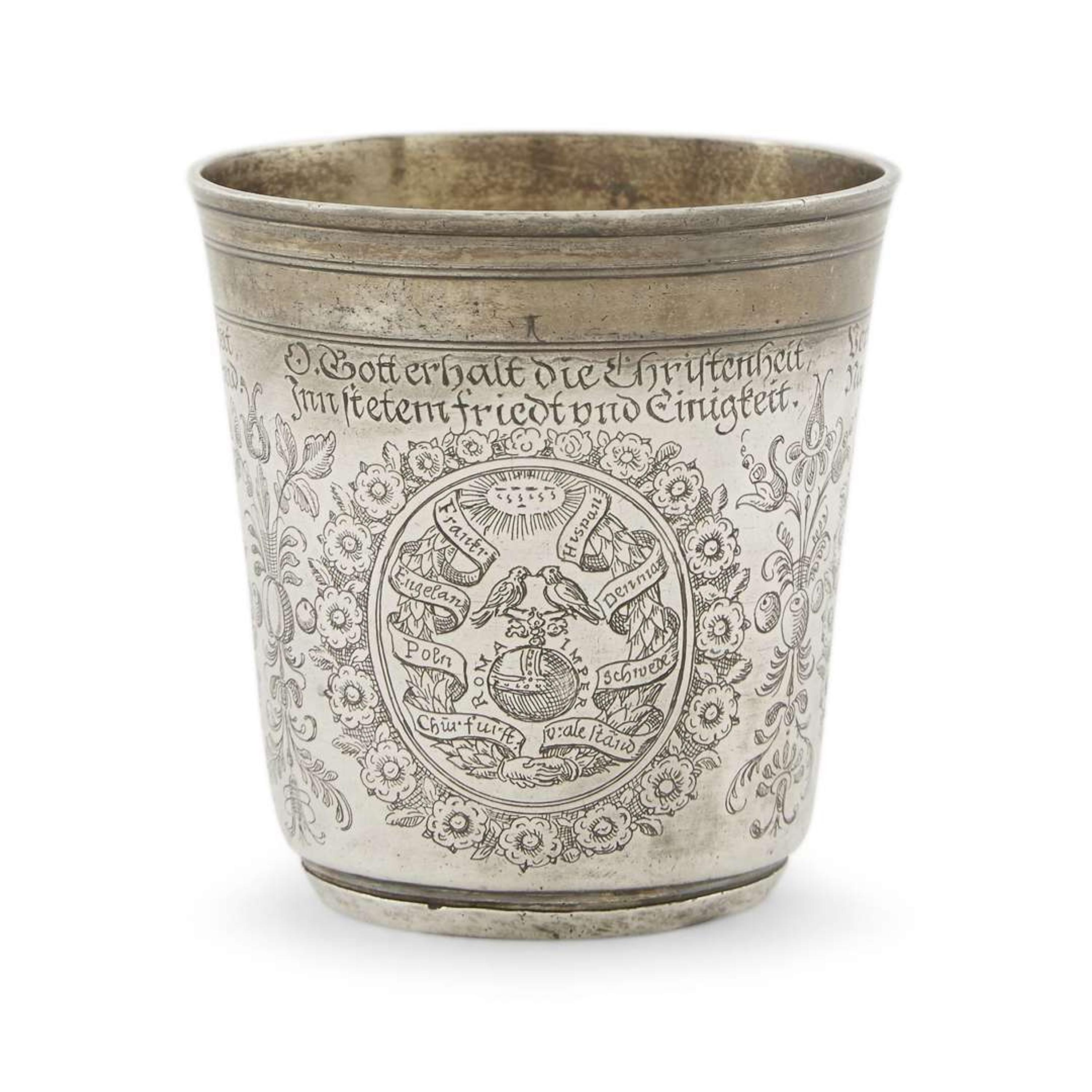 German parcel-gilt silver cup of Germantown interest Underside inscribed and dated "Benj Lehman 1801"