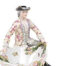 A Pair of Dresden Porcelain Figural Sweetmeat Dishes