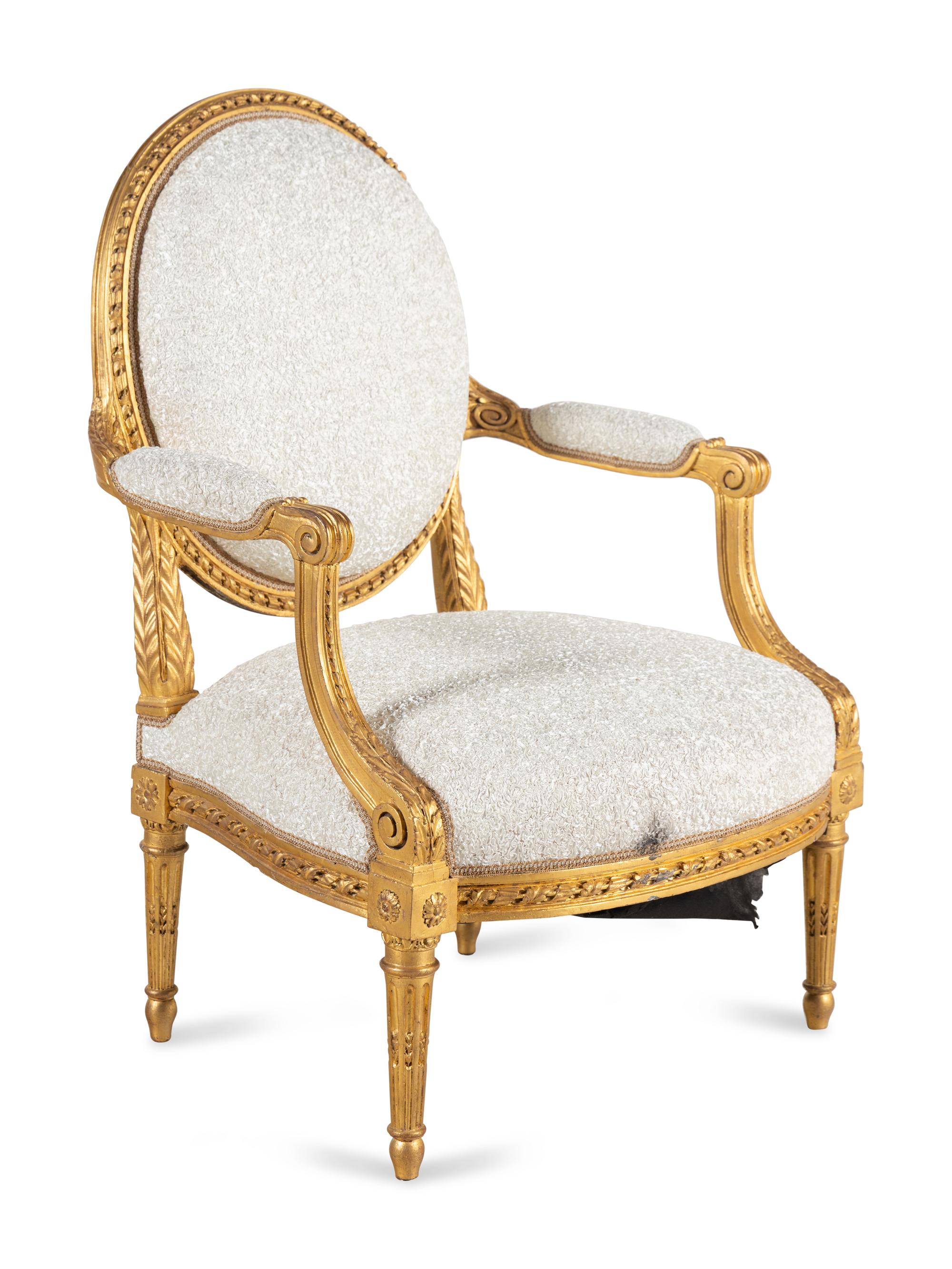 A Louis XVI Giltwood Fauteuil