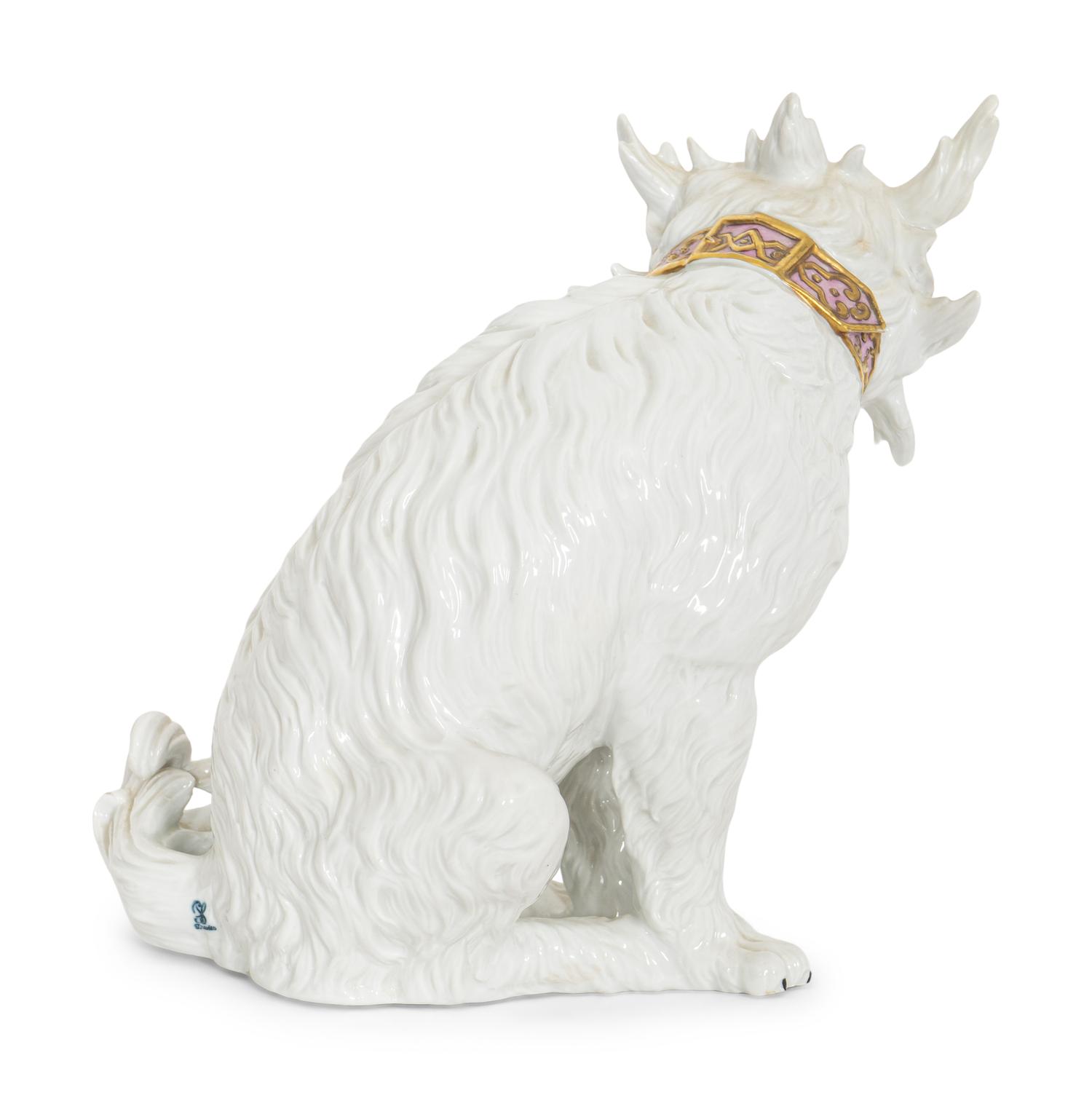 A Dresden Porcelain Bolognese Dog Figure