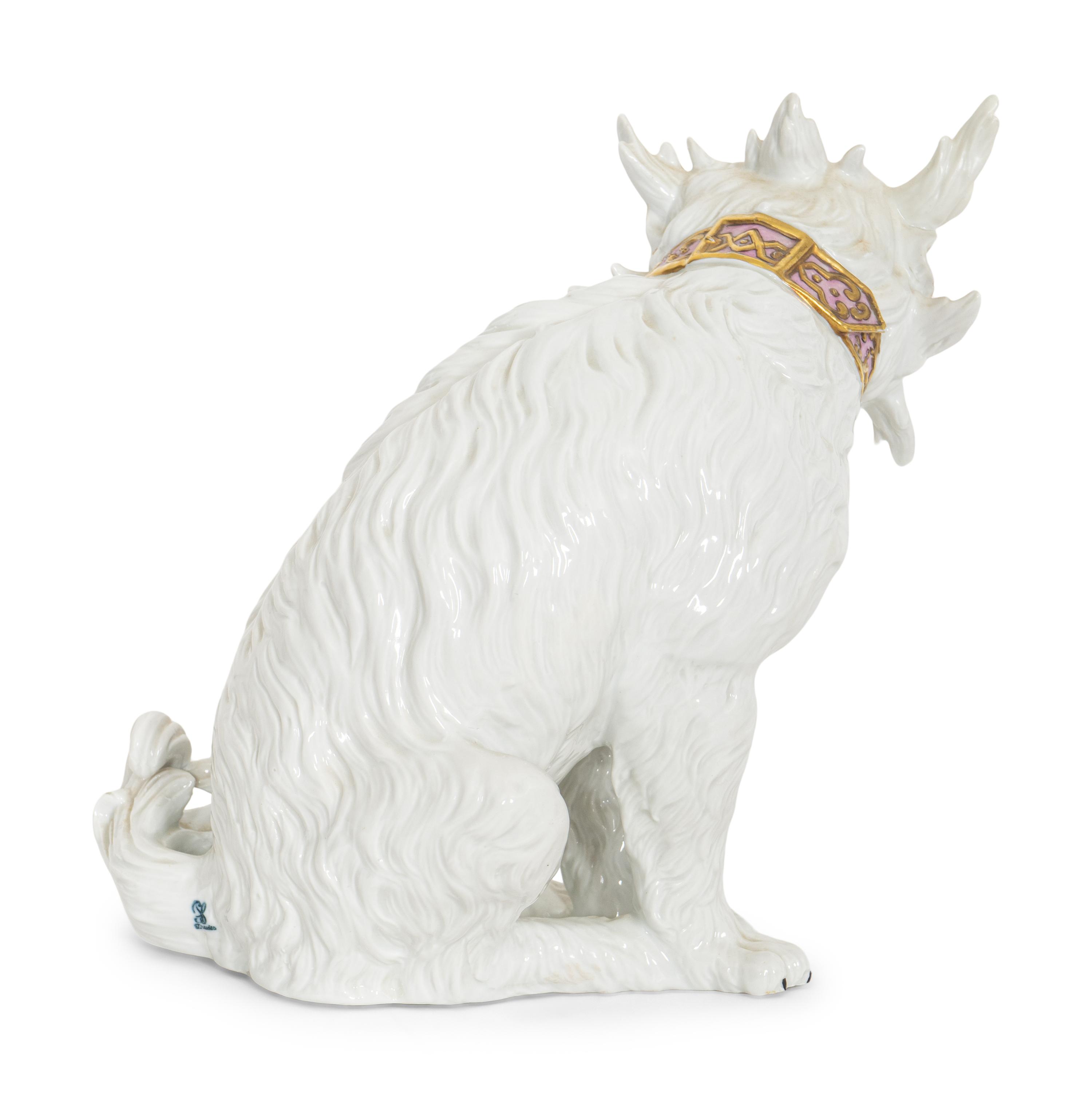 A Dresden Porcelain Bolognese Dog Figure