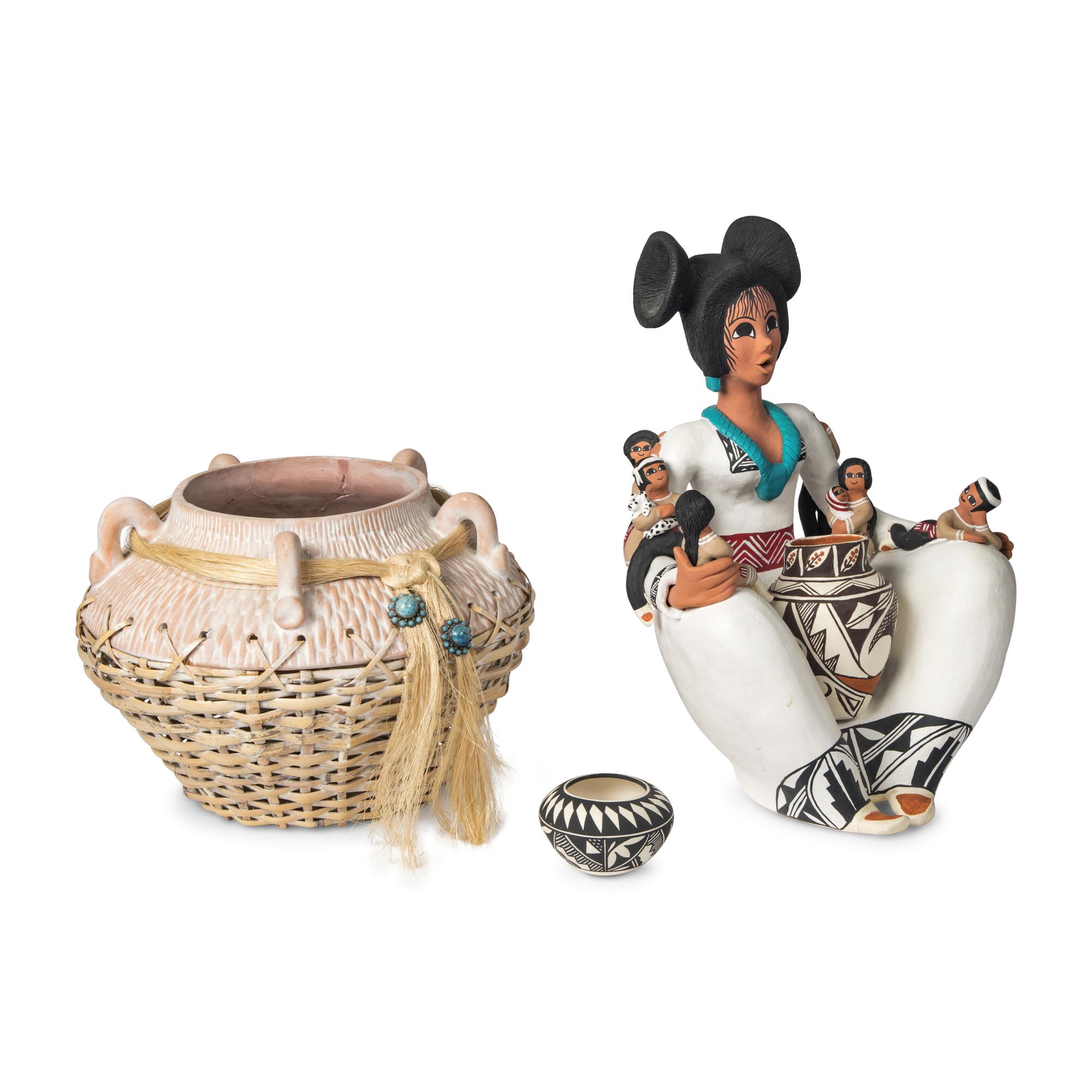 Acoma Pottery and Southwestern Pottery Basket