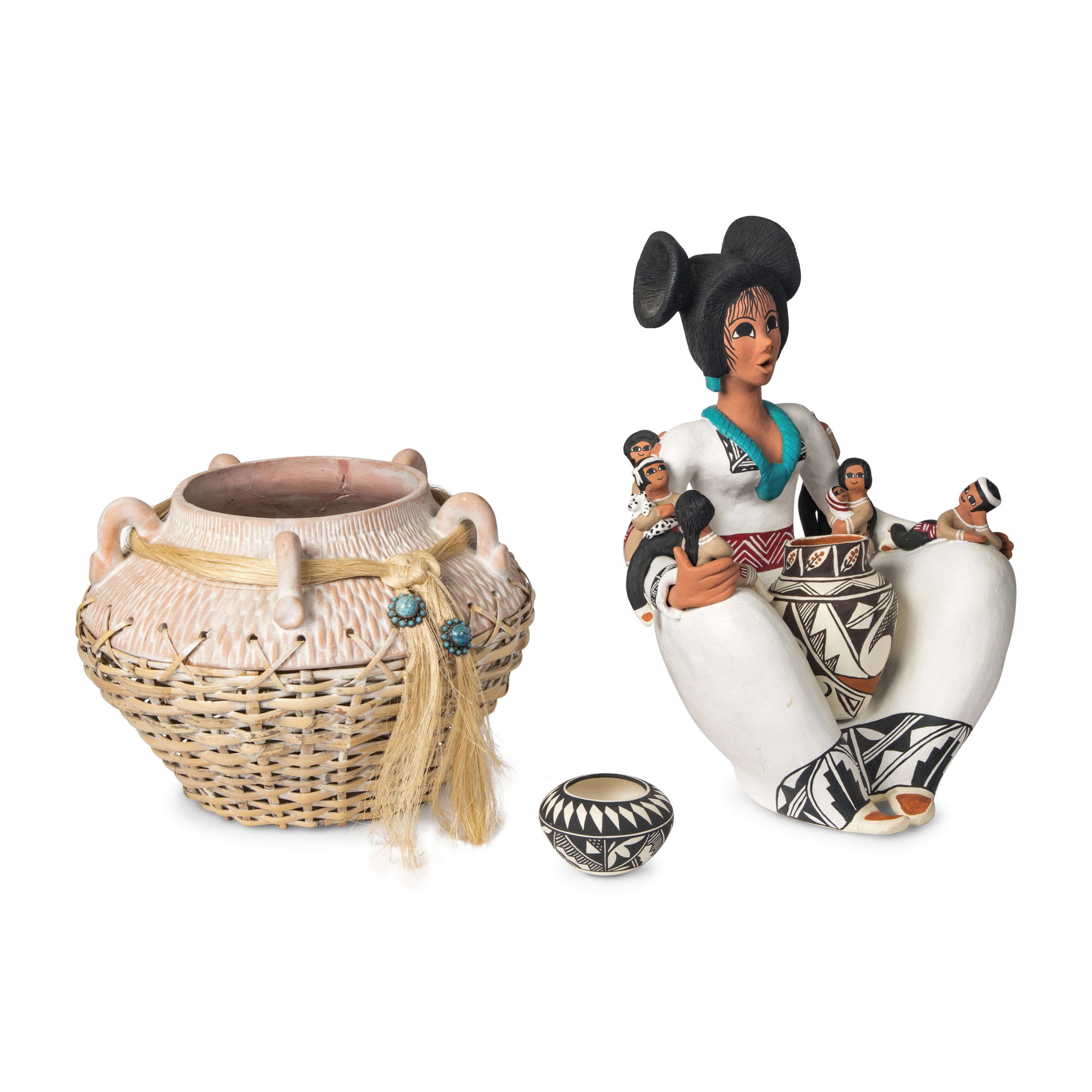 Acoma Pottery and Southwestern Pottery Basket