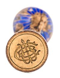 A French Enameled Silver and Diamond-Mounted Figural Hand Seal