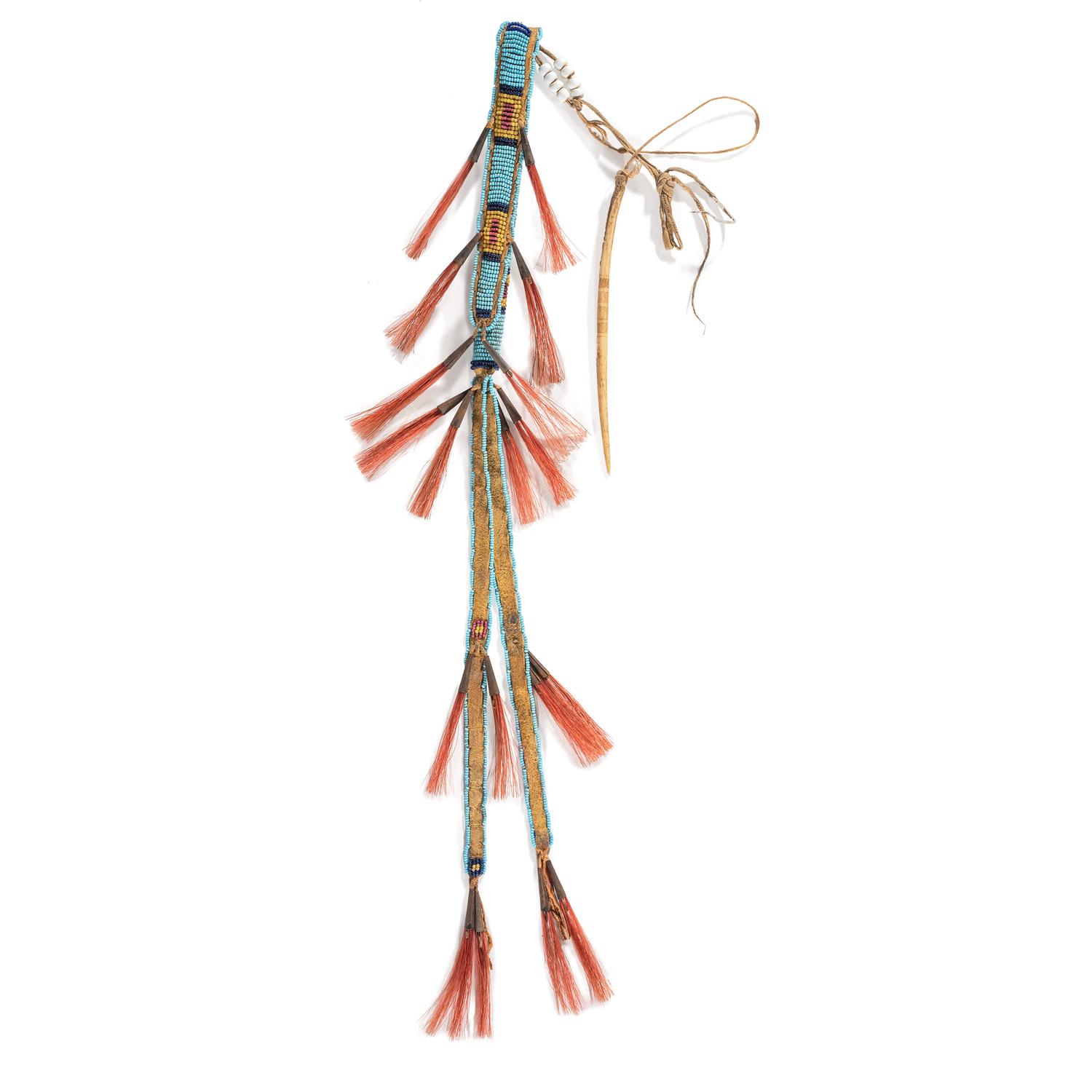 Sioux Beaded Awl Case, with Decorated Bone Awl