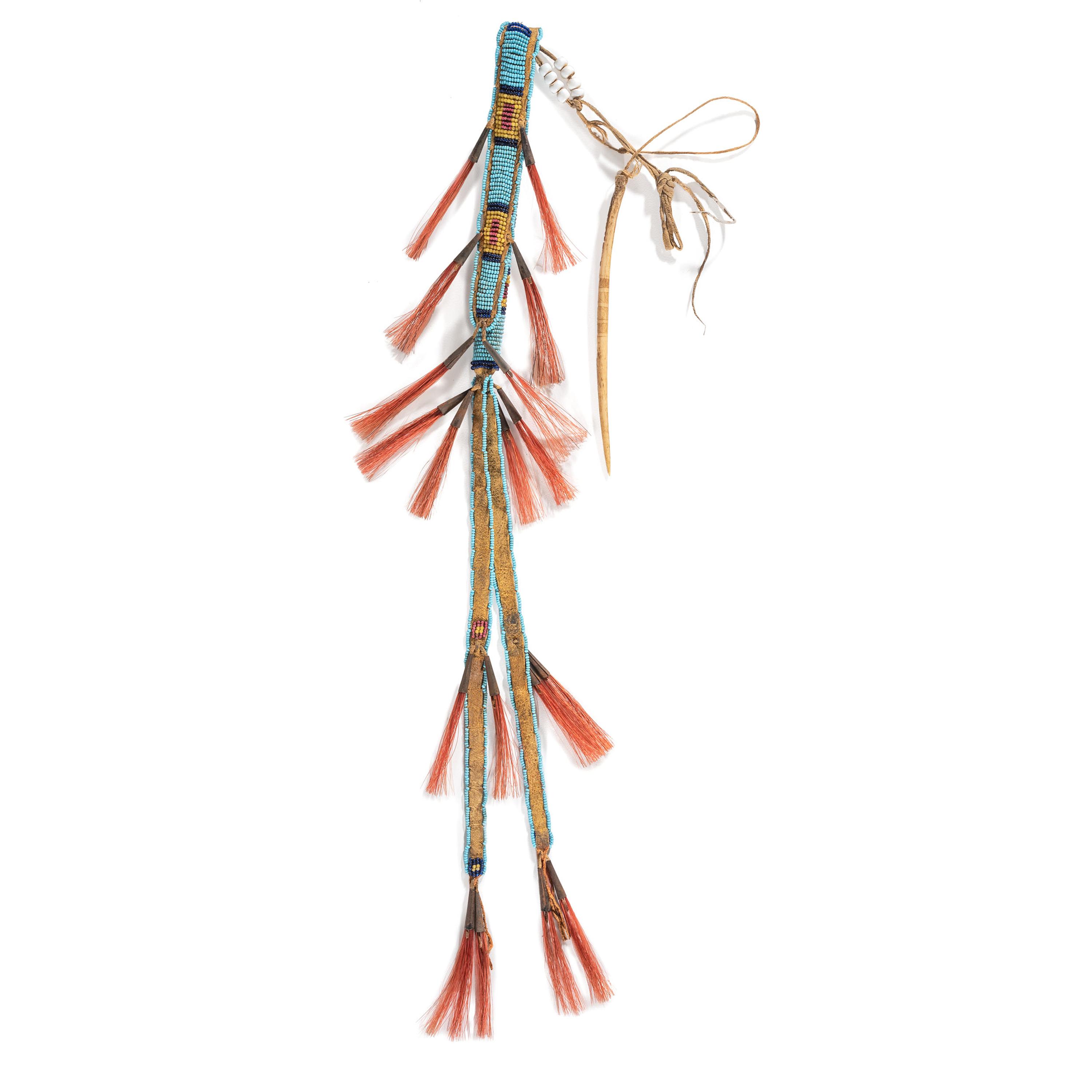 Sioux Beaded Awl Case, with Decorated Bone Awl