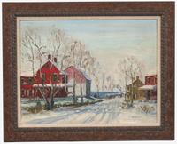 Walter Emerson Baum (American, 1884–1956) - Snow Scene with Red House