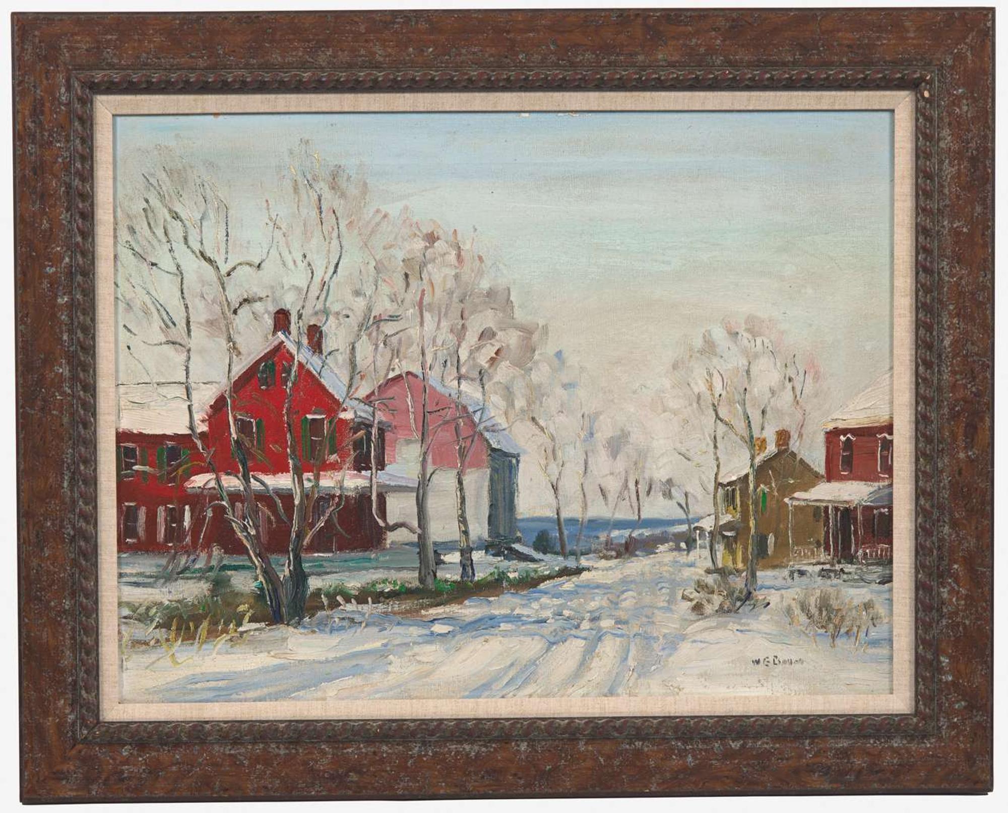 Walter Emerson Baum (American, 1884–1956) - Snow Scene with Red House