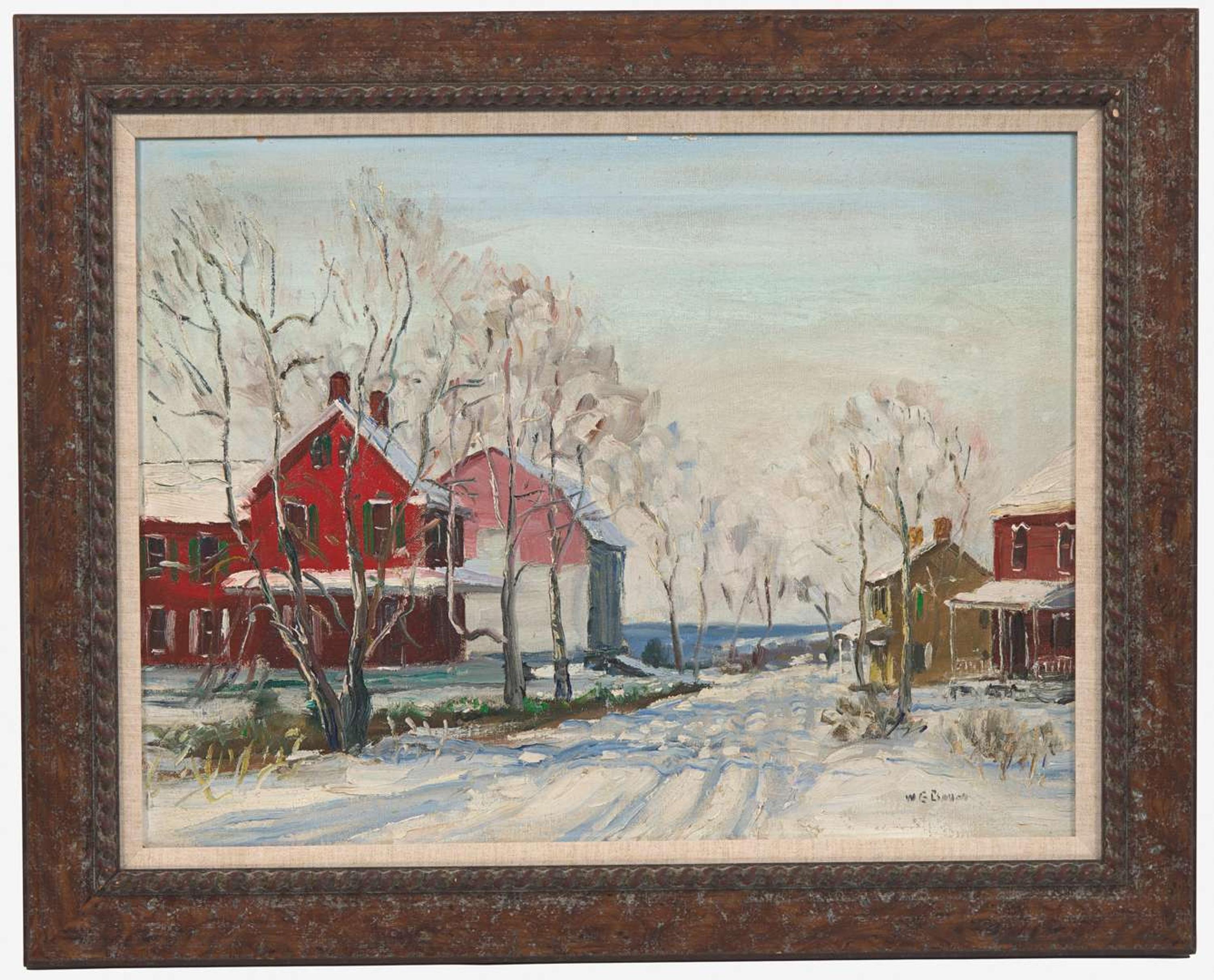 Walter Emerson Baum (American, 1884–1956) - Snow Scene with Red House