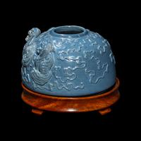 A Chinese Clair de Lune Glazed Molded Porcelain Beehive Waterpot, Taibaizun