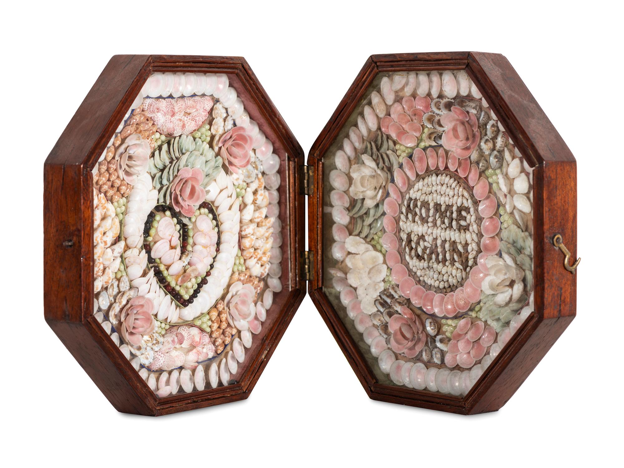 A Shellwork Floral Heart Double Sailor's Valentine