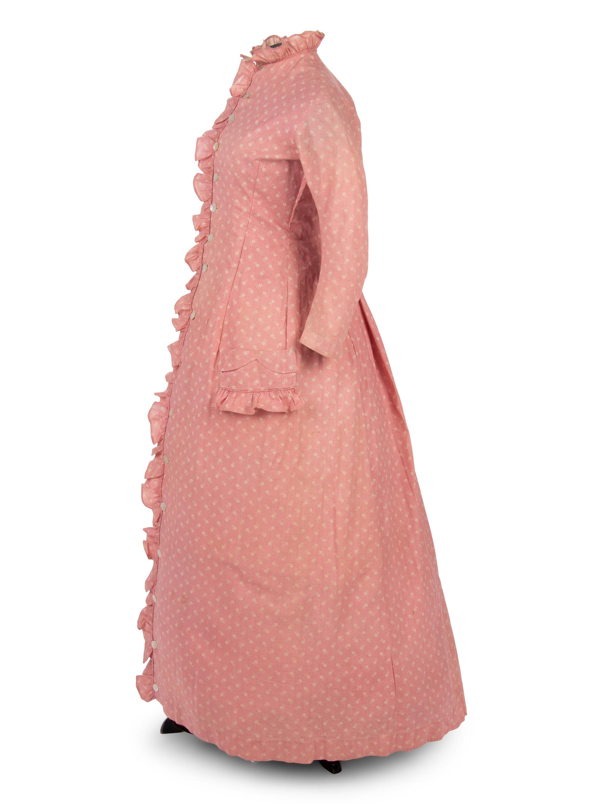 Two Printed Cotton Dresses, and One Blouse, 1870-80s