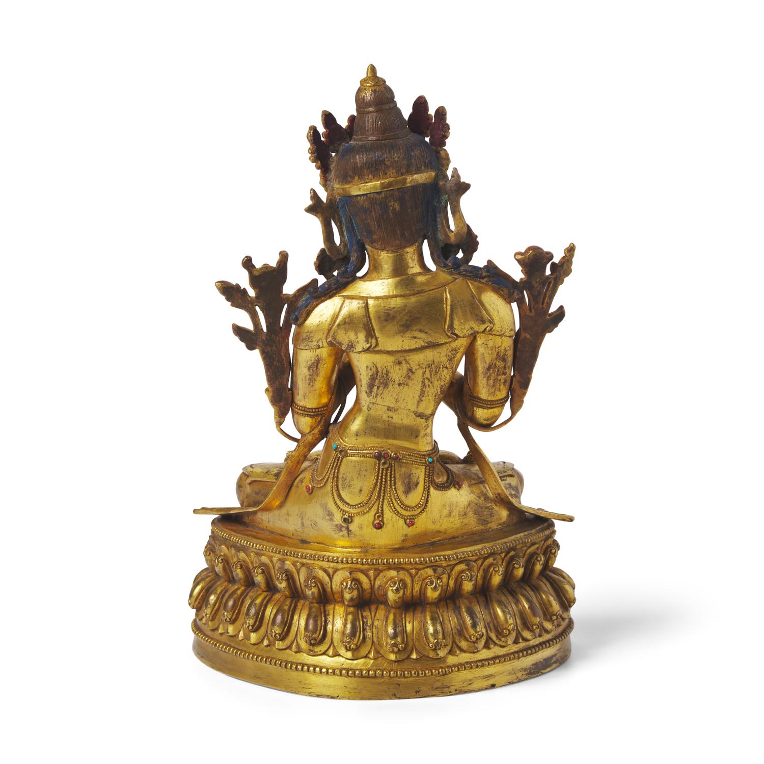A Sino-Tibetan Gilt Bronze Figure of Avalokiteshvara, 19th/20th Century 十九/二十世紀 藏傳 銅 鎏金菩薩