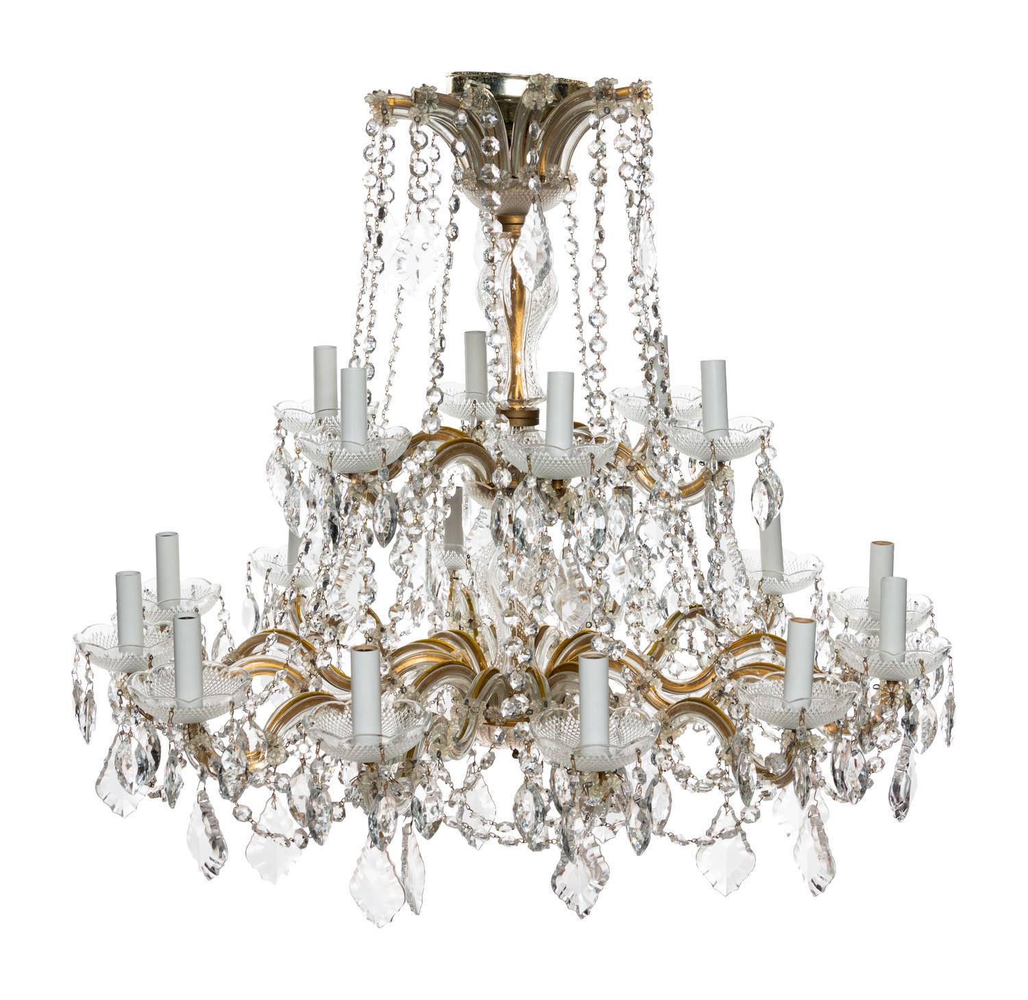 A Neoclassical Cut Glass Eighteen-Light Chandelier