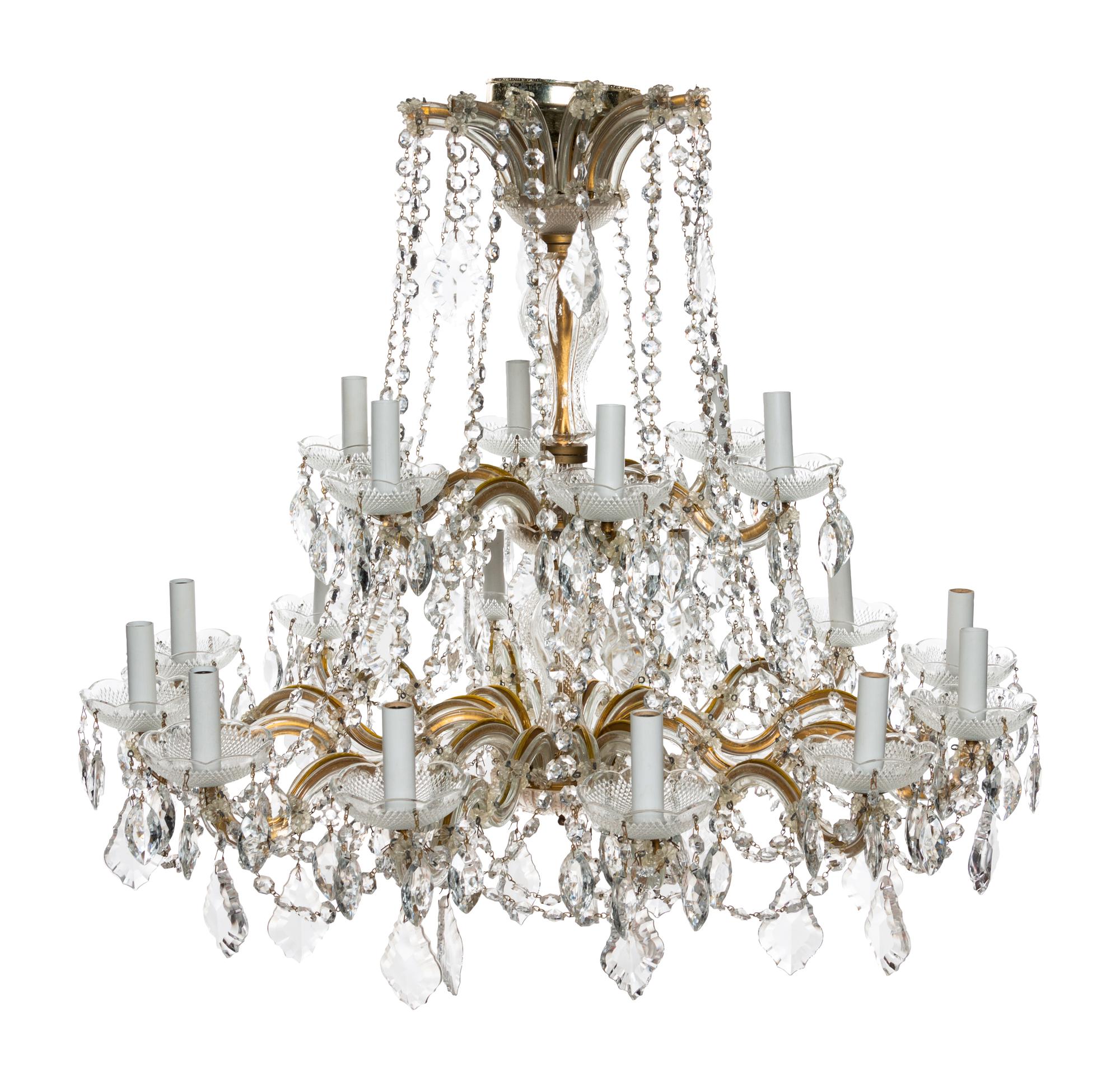 A Neoclassical Cut Glass Eighteen-Light Chandelier