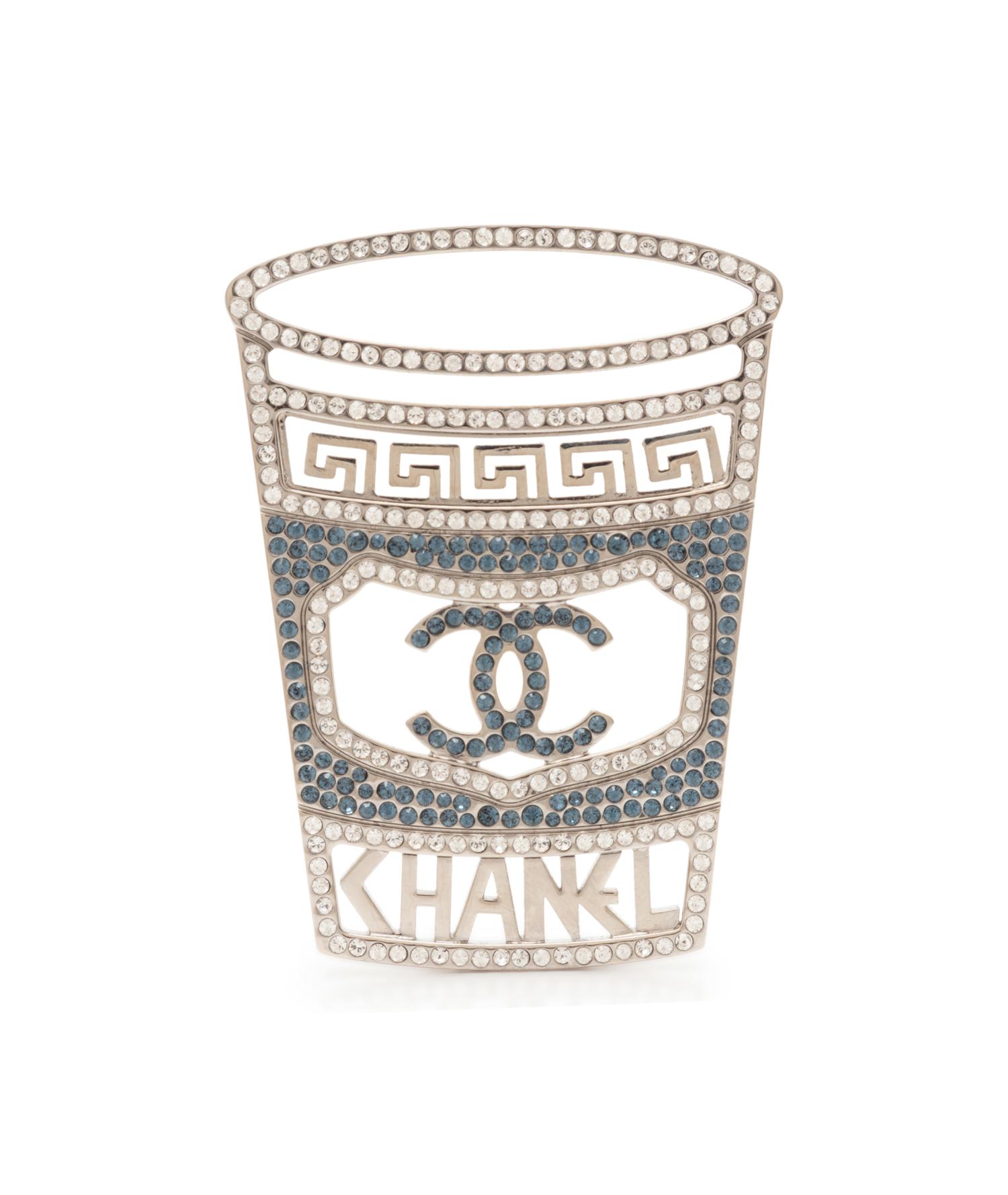 Chanel Bodega Coffee Cup Rhinestone Brooch, 2018